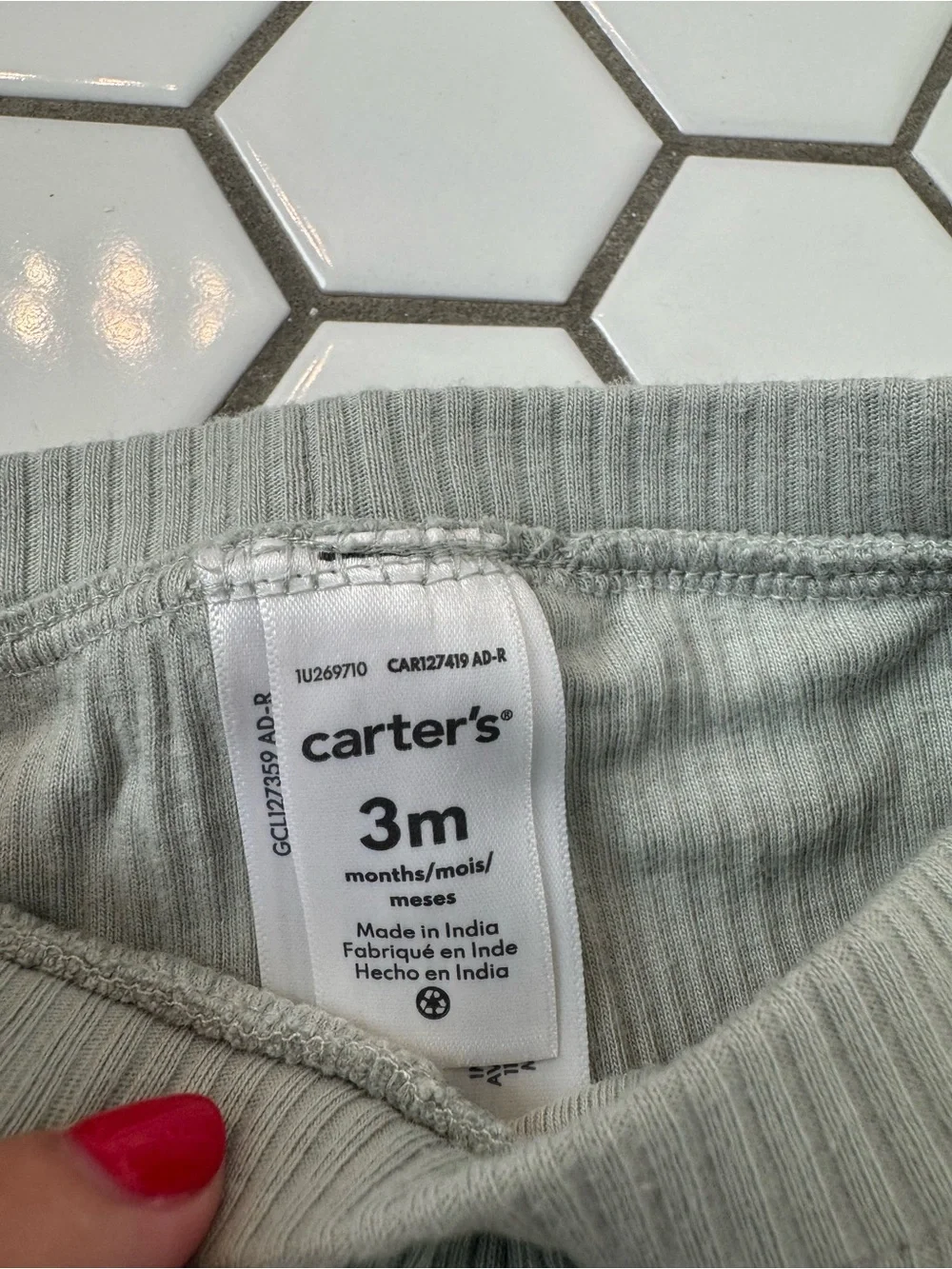 Like New Carter's Sage Ribbed Baby Bodysuit & Ruffle Pants Set